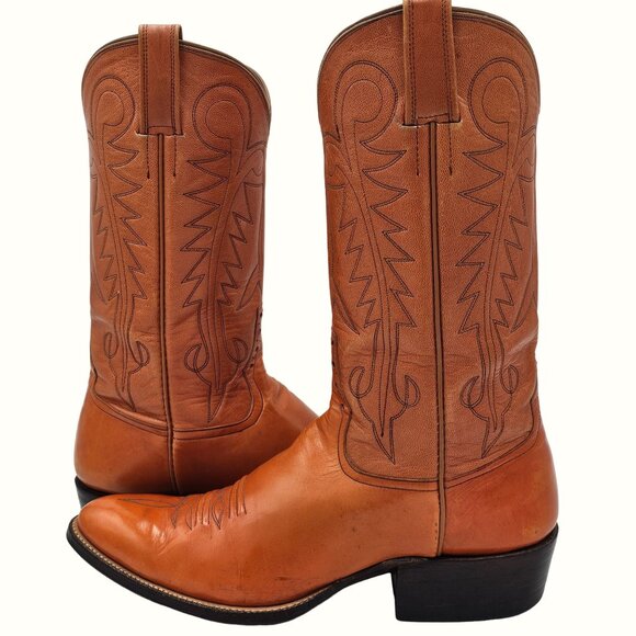 Kangaroo Exotic Bona Allen Cowboy Boots Mens 8D Rust Orange Leather Western 8268 - Picture 10 of 16